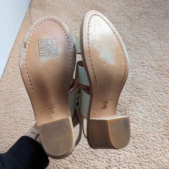 Rag & bone cream sandals block heel sz 8 - Picture 5 of 6